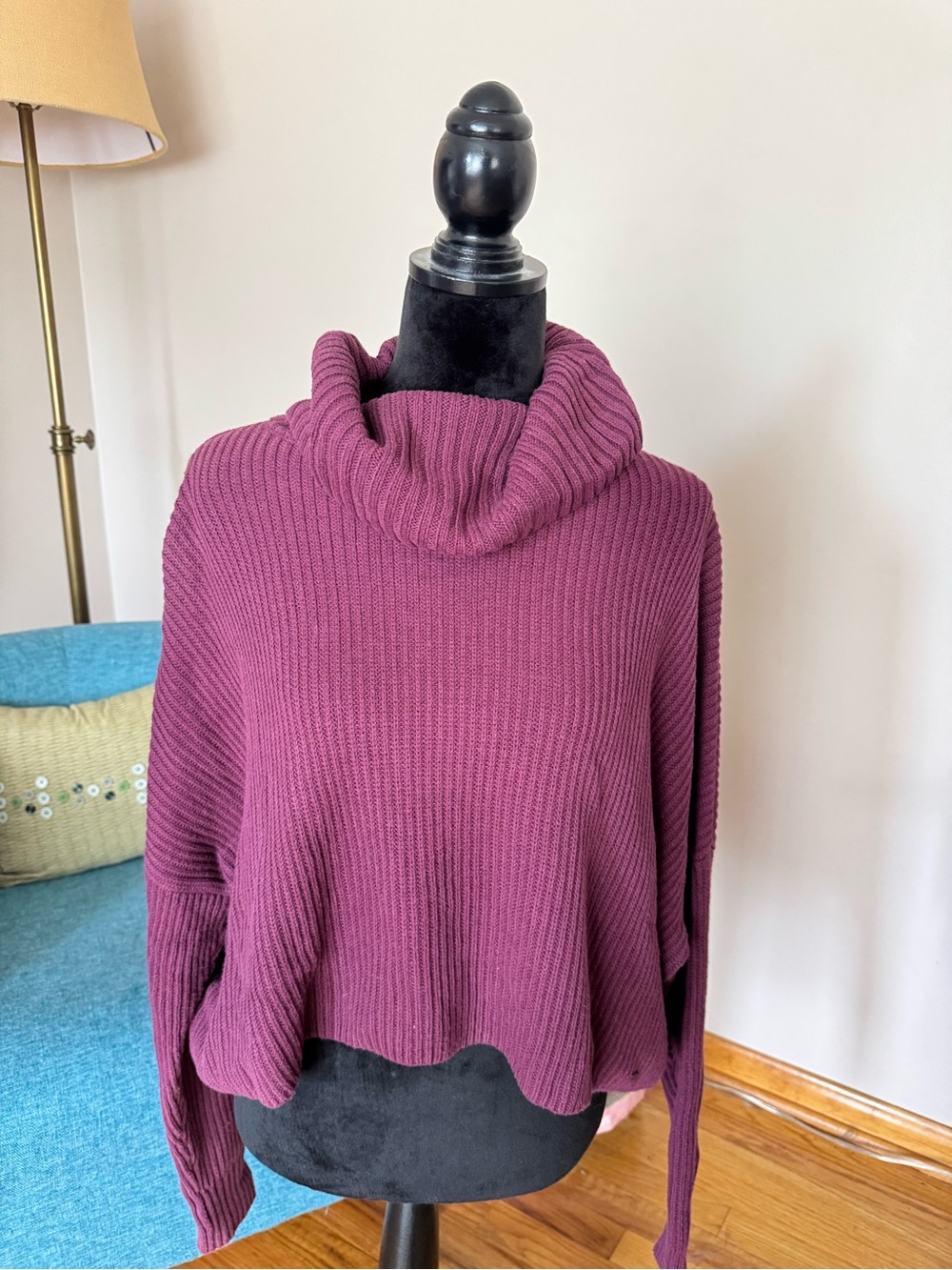 Hollister Ribbed Funnel Neck Sweater - Plum
